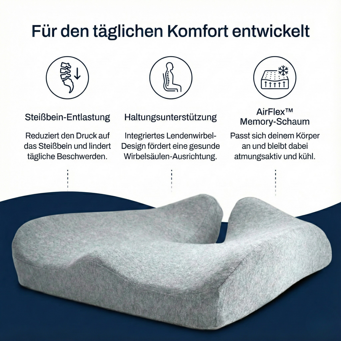 Orthopädisches Aufrecht-Sitzkissen